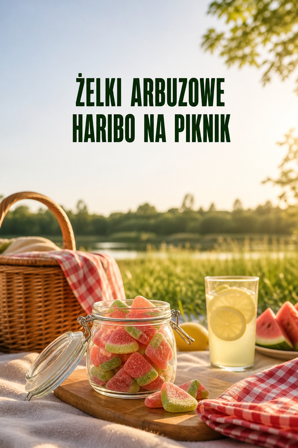 Żelki arbuzowe haribo piknik żelki arbuzowe haribo w słoiku na pikniku