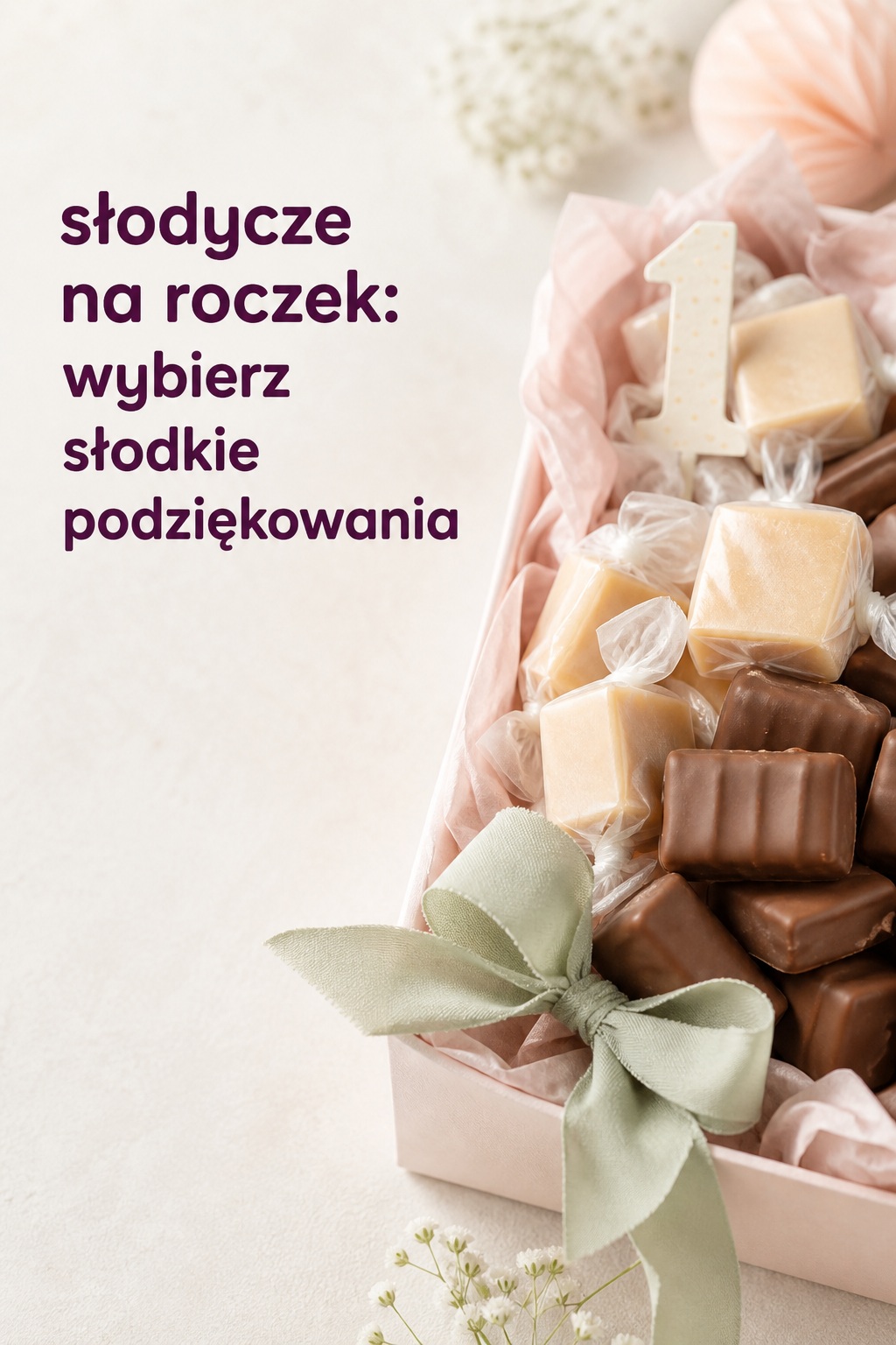 Słodycze na roczek, podziękowania słodycze na roczek w formie podziękowań dla gości