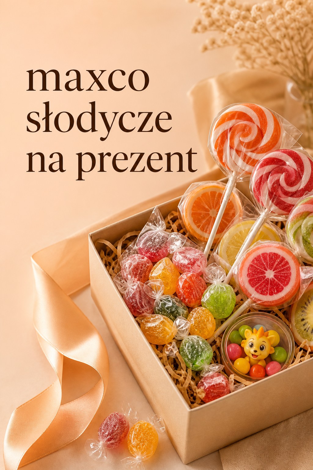 maxco słodycze w pudełku prezentowym z lizakami i cukierkami