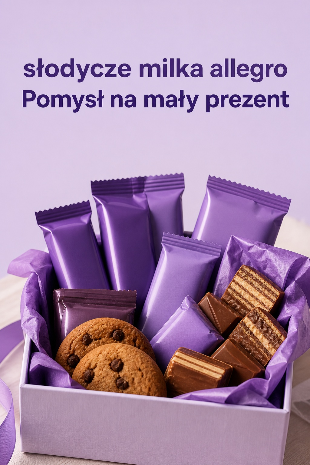słodycze milka allegro w pudełku prezentowym z waflami i ciastkami