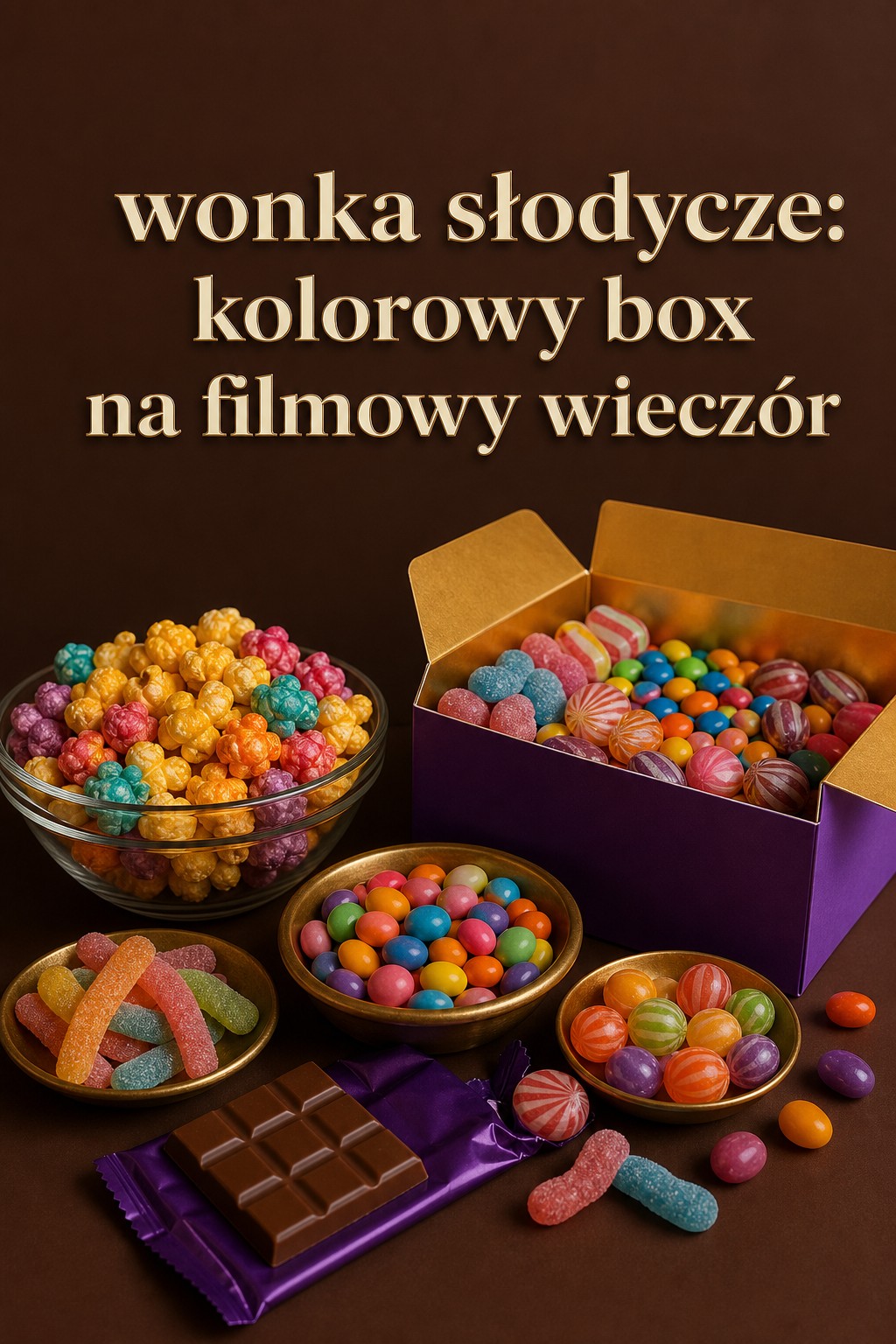 Wonka słodycze box filmowy wonka słodycze w kolorowym boxie na filmowy wieczór