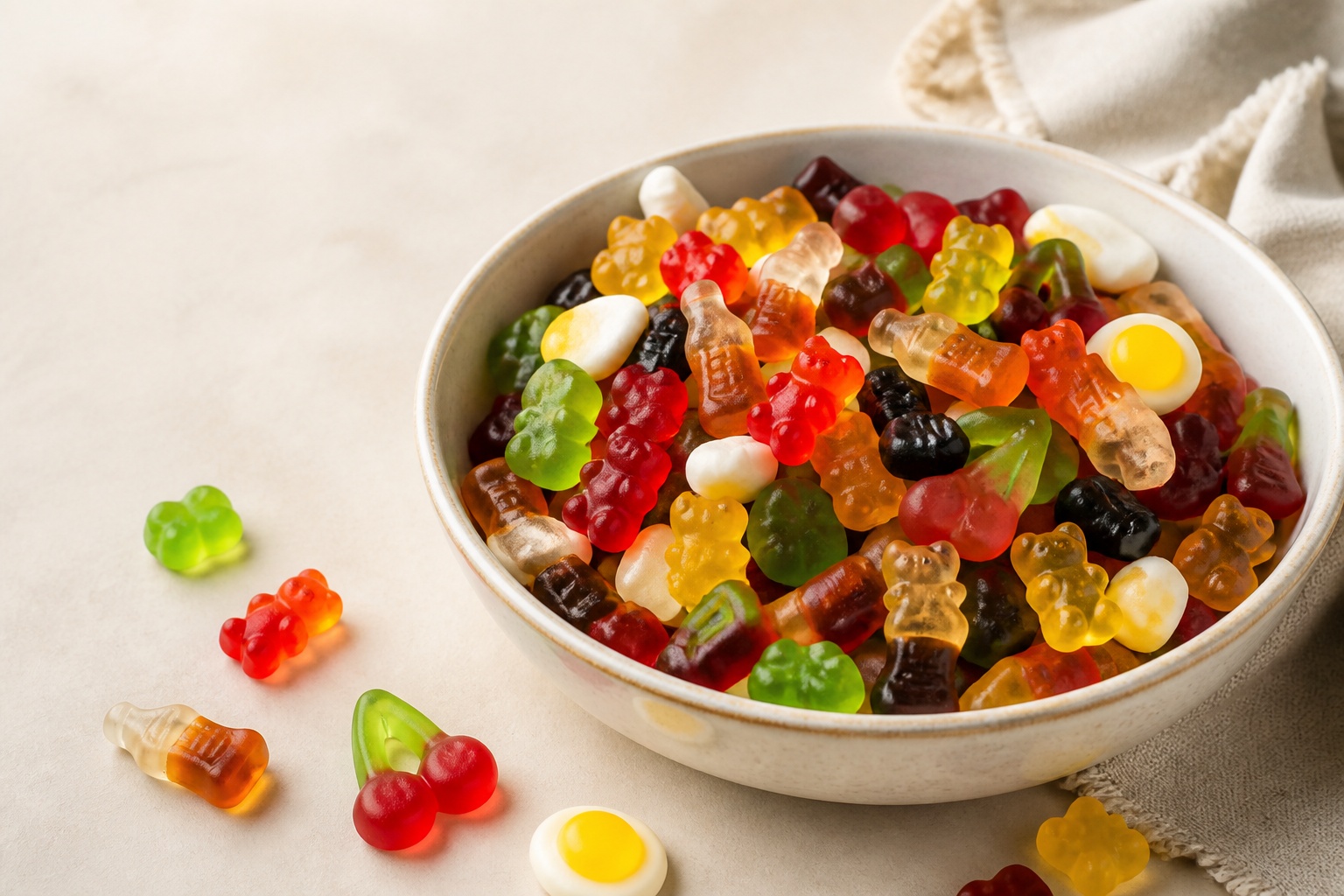 żelki haribo starmix w dużej ceramicznej misce