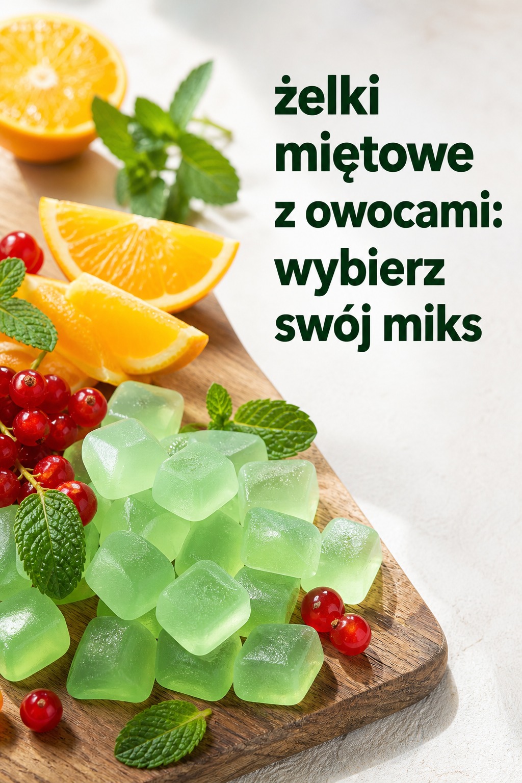 Żelki miętowe z owocami Żelki miętowe z owocami, porzeczkami i pomarańczą