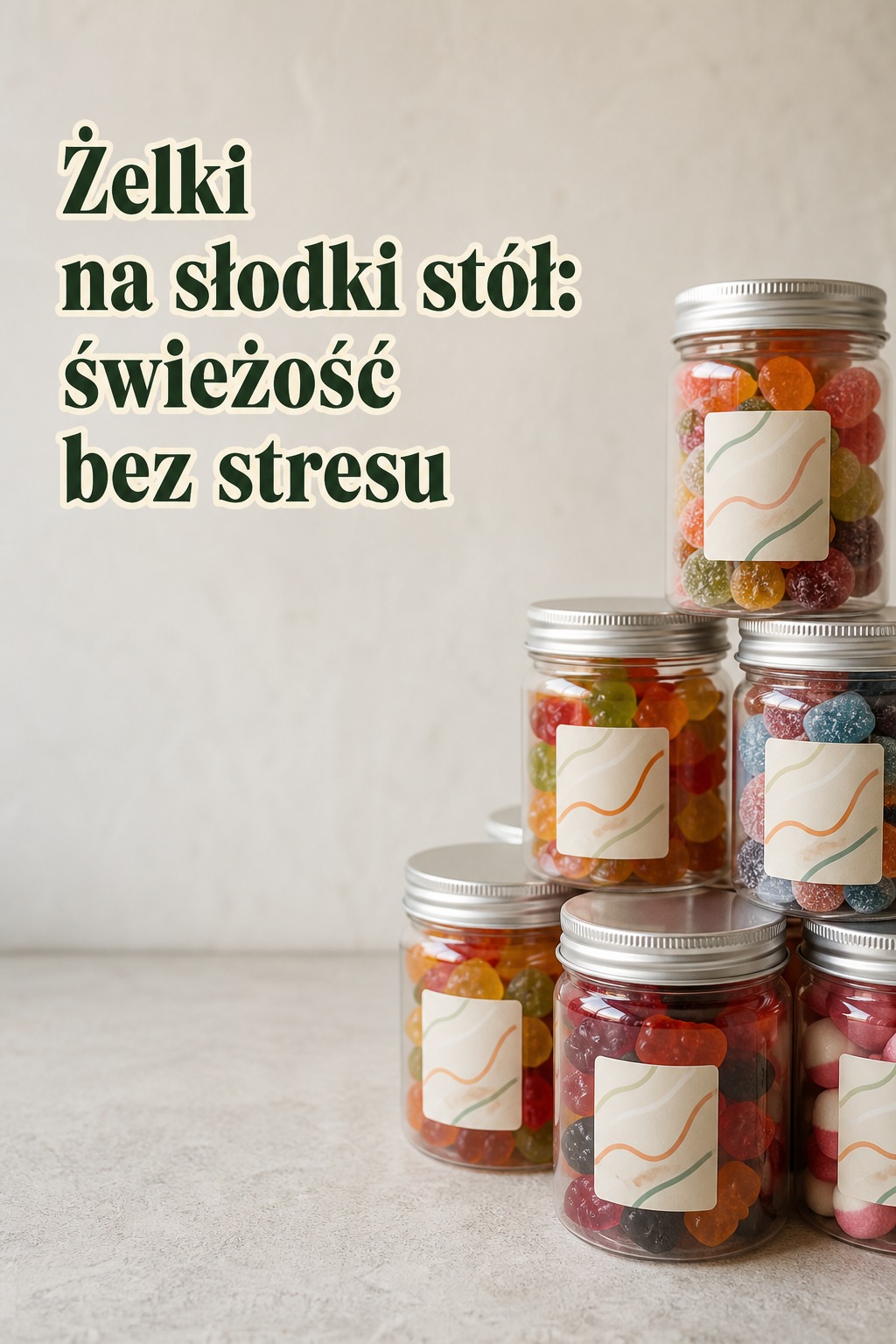 Żelki na słodki stół: świeżość Żelki na słodki stół przechowywane w zamkniętych pojemnikach