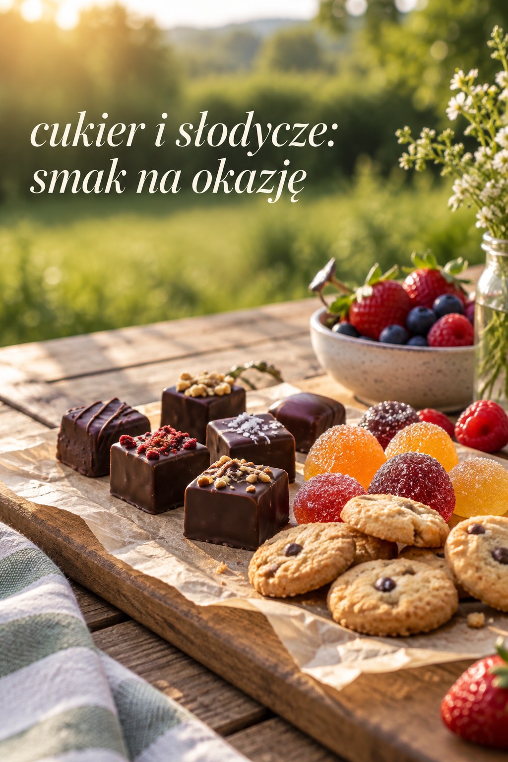 cukier i słodycze: czekoladowe kąski na pikniku
