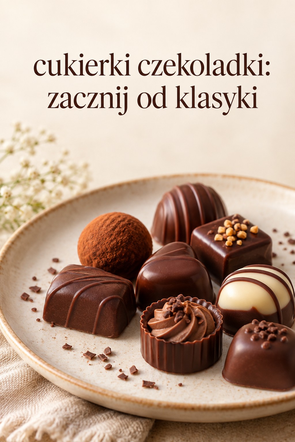 Cukierki czekoladki klasyczny zestaw cukierki czekoladki na talerzu w klasycznym zestawie