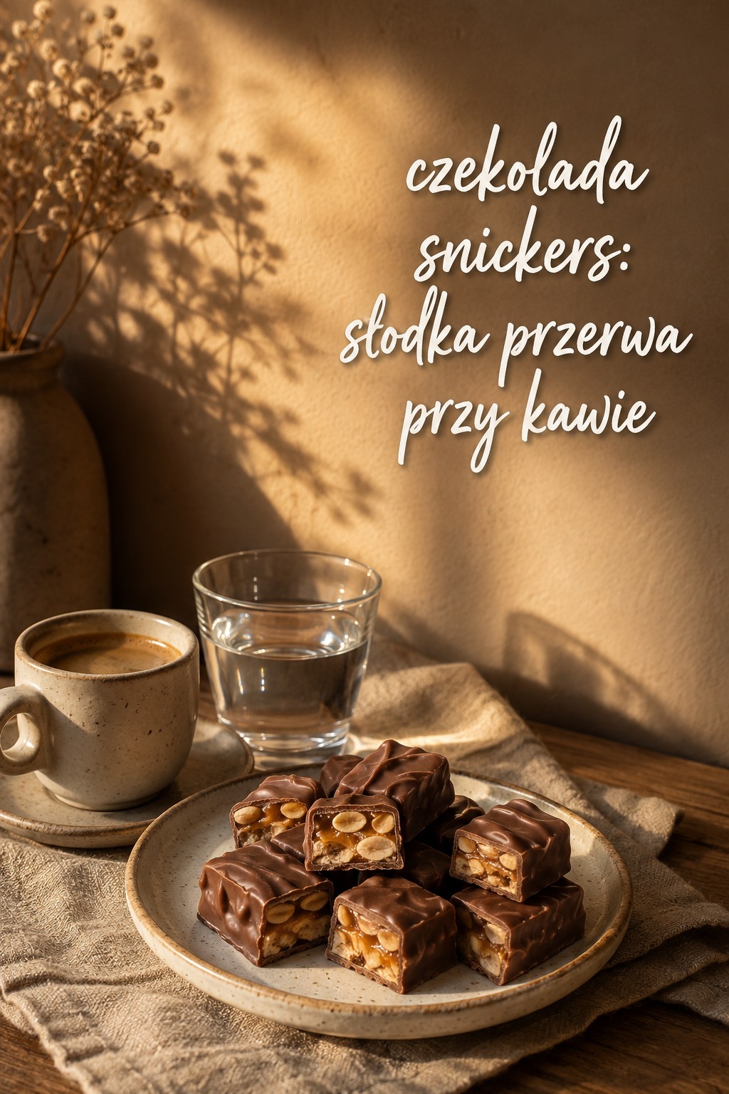 czekolada snickers podana przy kawie