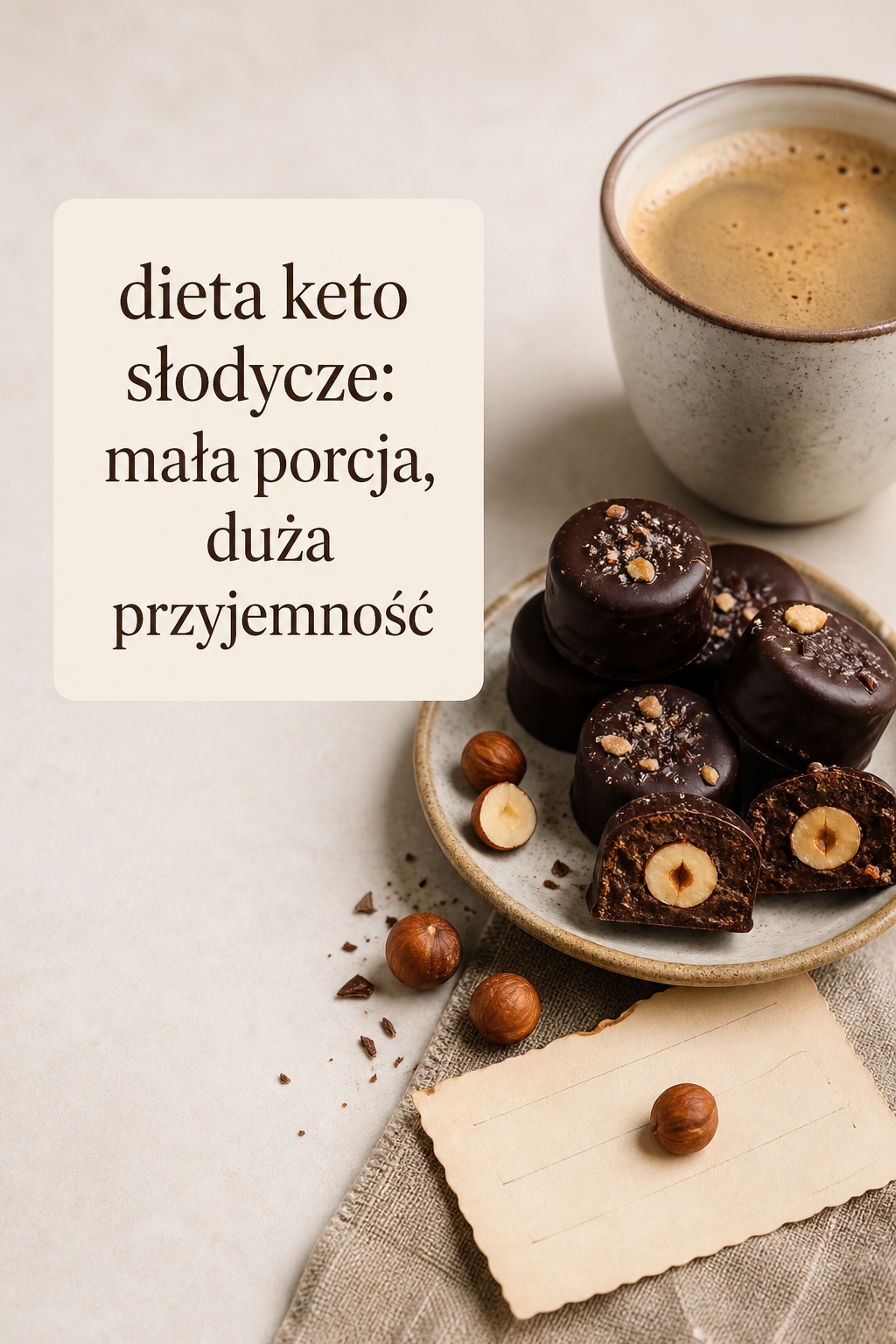 dieta keto słodycze: praliny czekoladowe z orzechami przy kawie