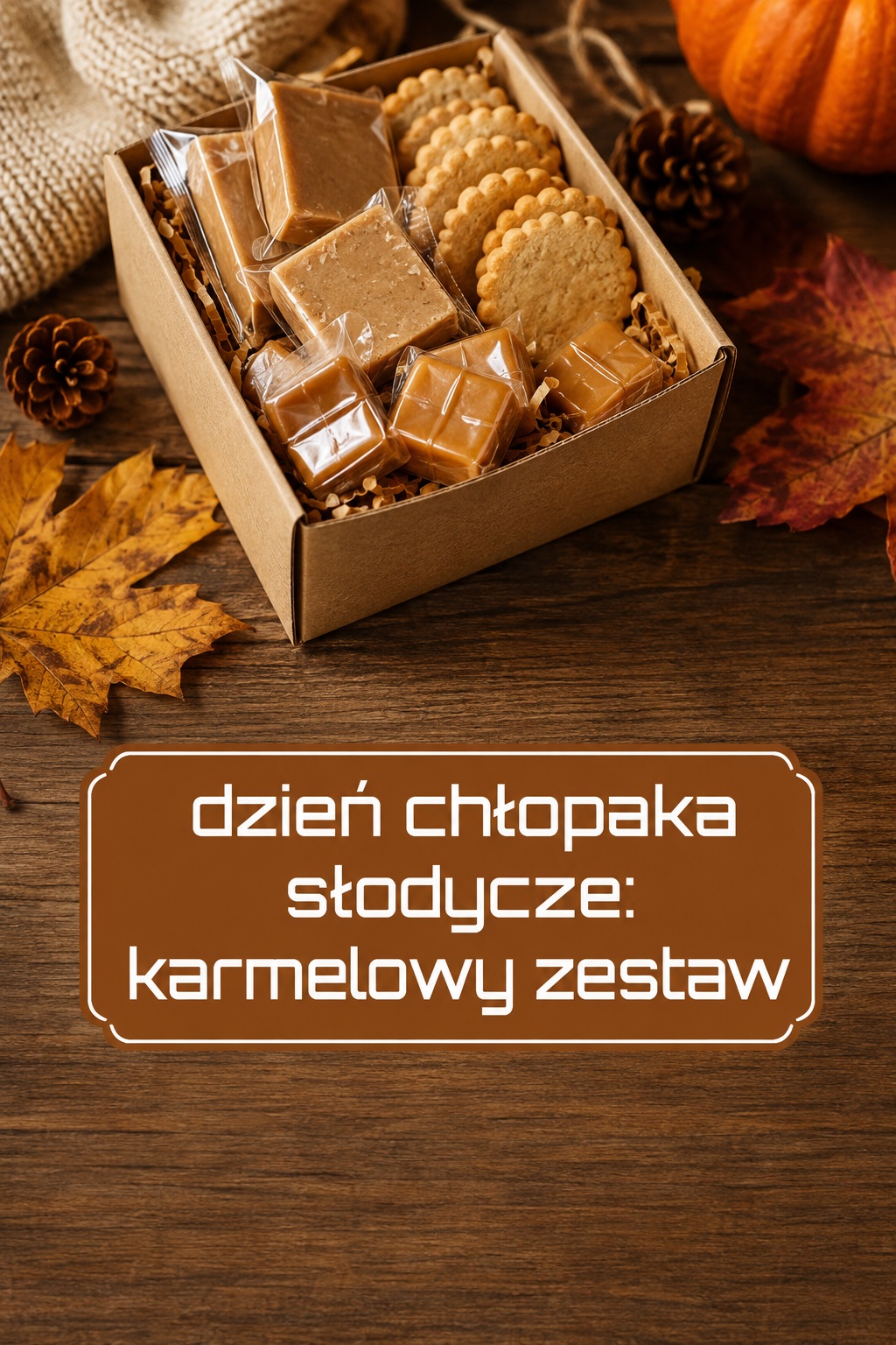 dzień chłopaka słodycze, karmelowe cukierki i ciastka