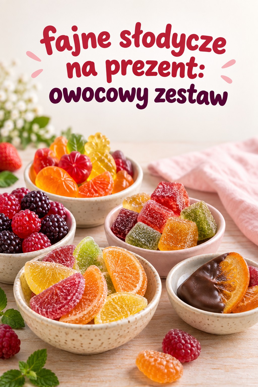 Fajne słodycze na prezent owocowe fajne słodycze na prezent: kolorowy owocowy zestaw
