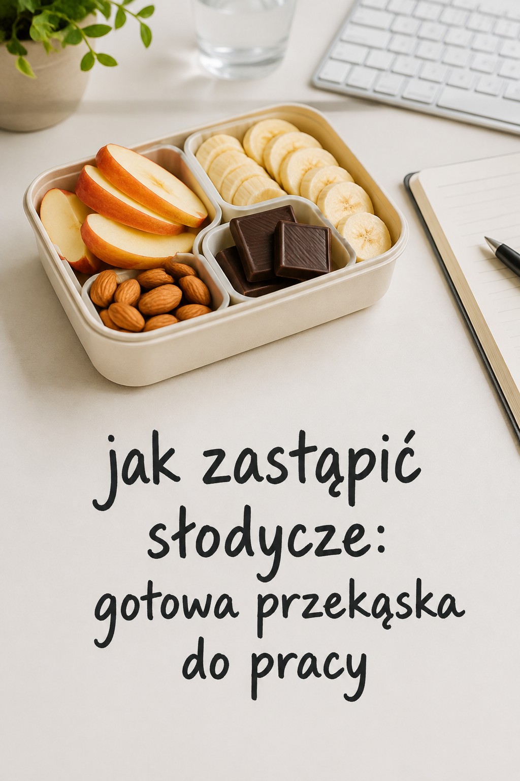 Jak zastąpić słodycze w pracy Jak zastąpić słodycze: pudełko z owocami i migdałami do pracy