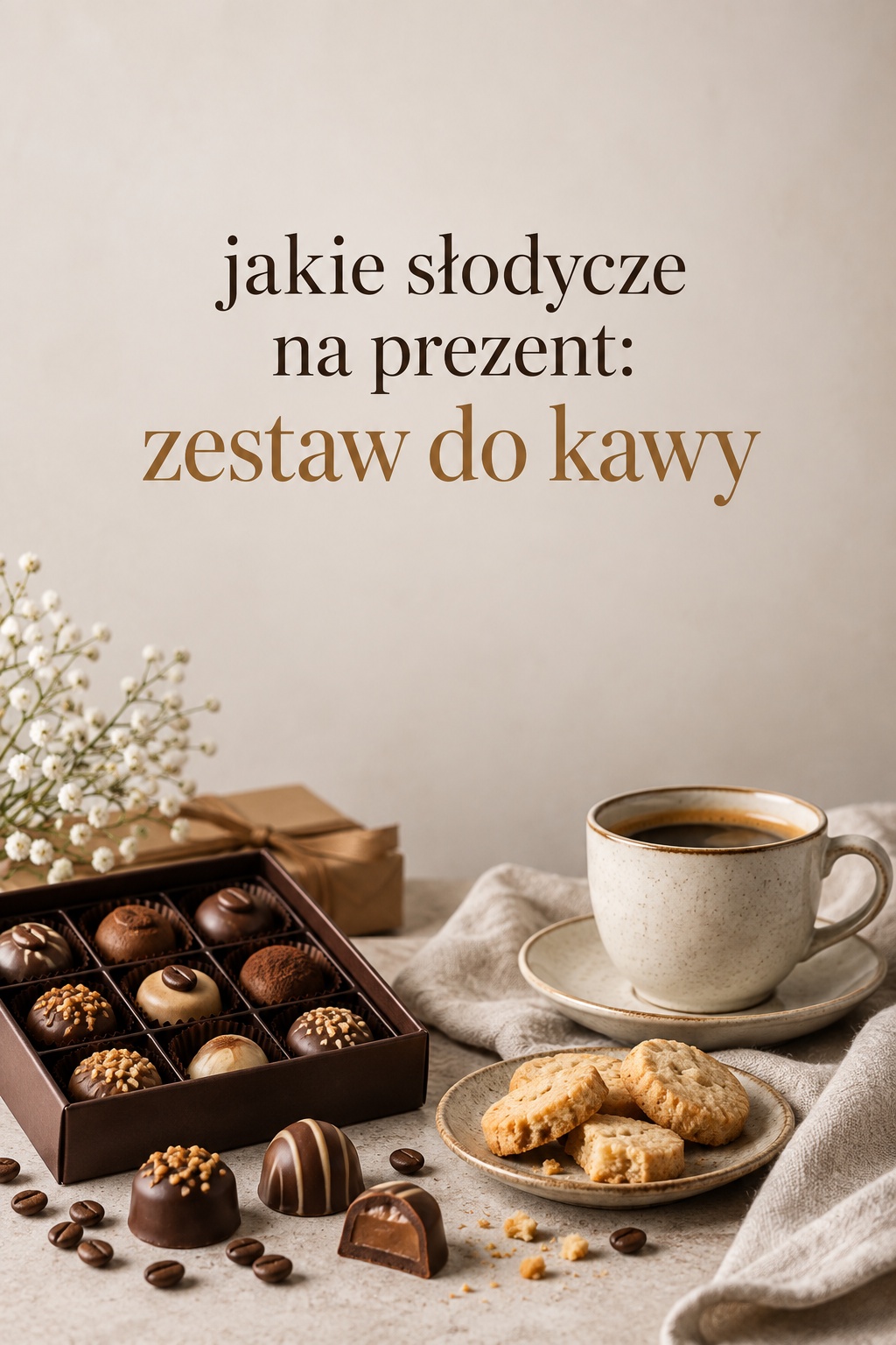 Jakie słodycze na prezent: zestaw kawowy Jakie słodycze na prezent: praliny i ciastka do kawy