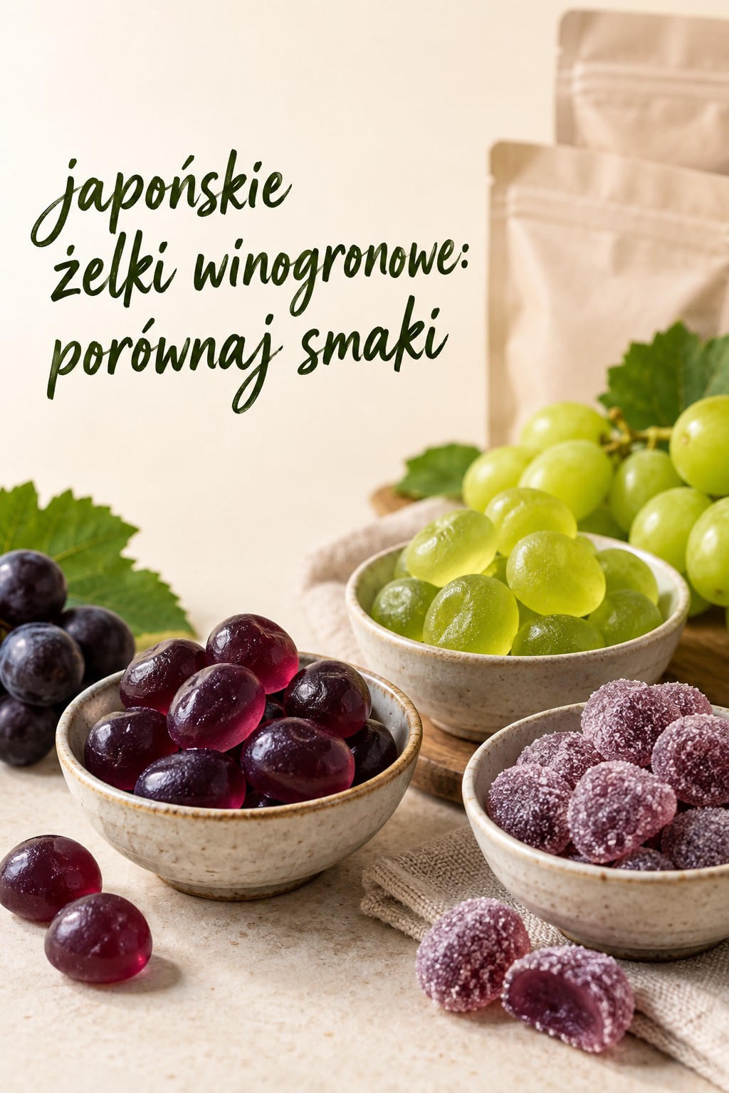 Japońskie żelki winogronowe smaki japońskie żelki winogronowe w kilku wariantach smakowych