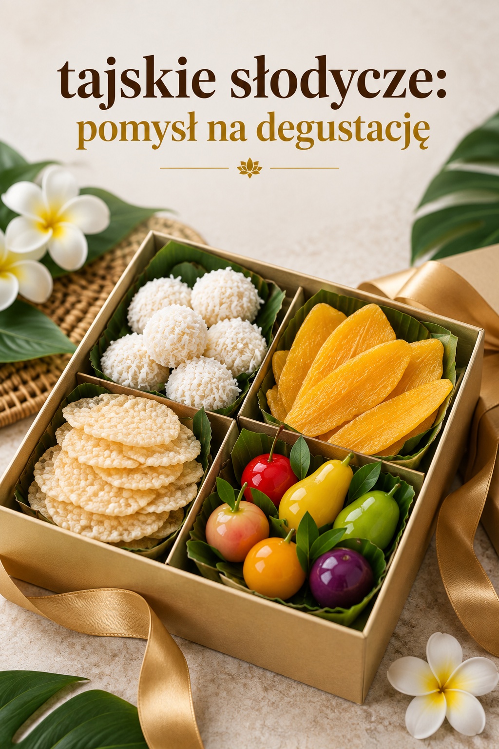 tajskie słodycze w pudełku degustacyjnym z mango, kokosem i luk chup