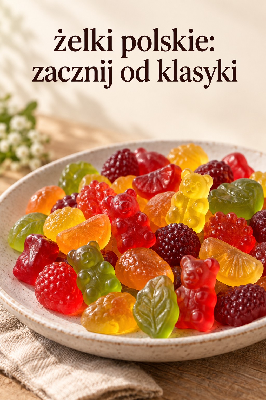 Żelki polskie klasyczne misie żelki polskie w klasycznych kształtach misiów i owoców na talerzu