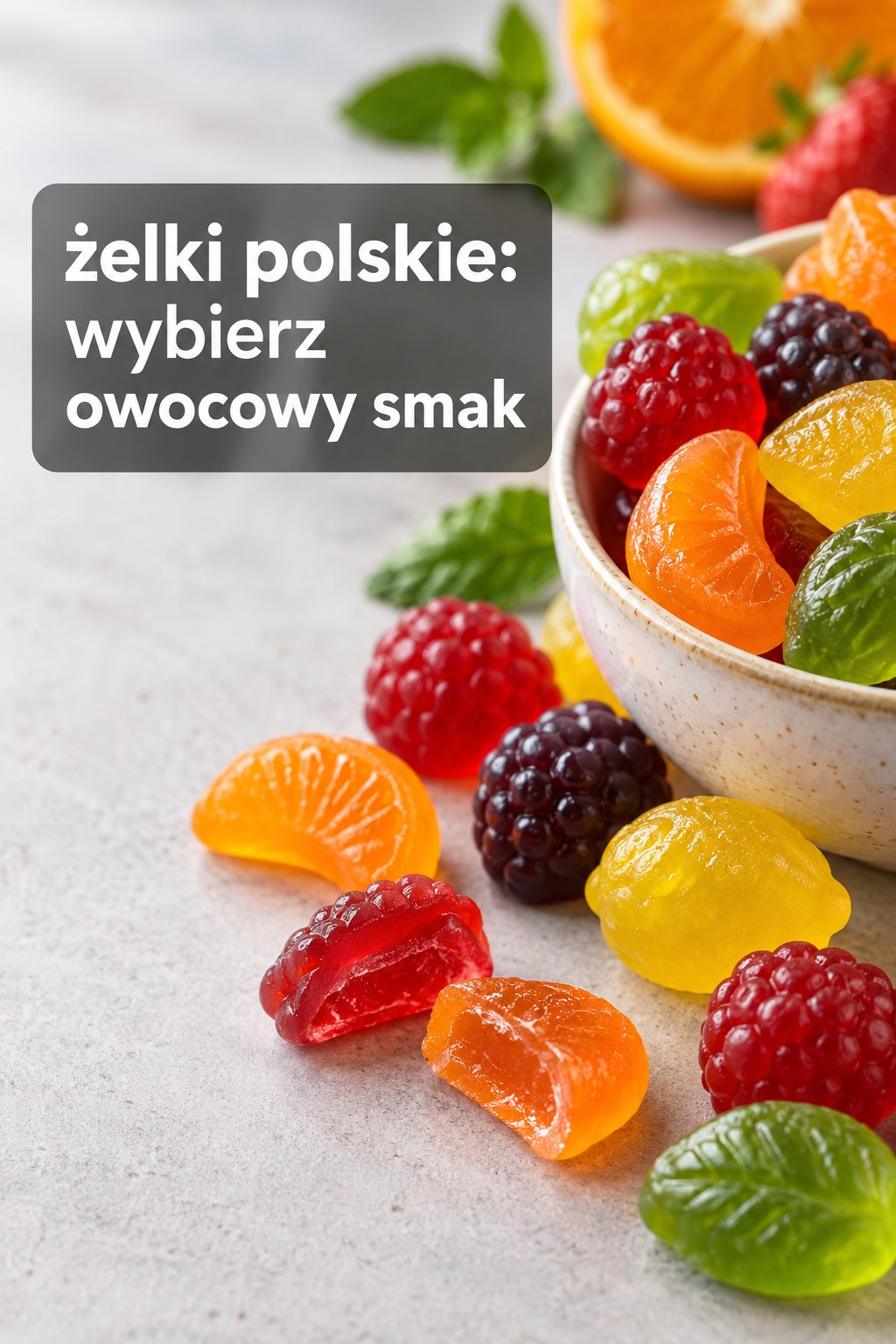 Żelki polskie owocowe żelki polskie owocowe w kształtach malin i cytrusów