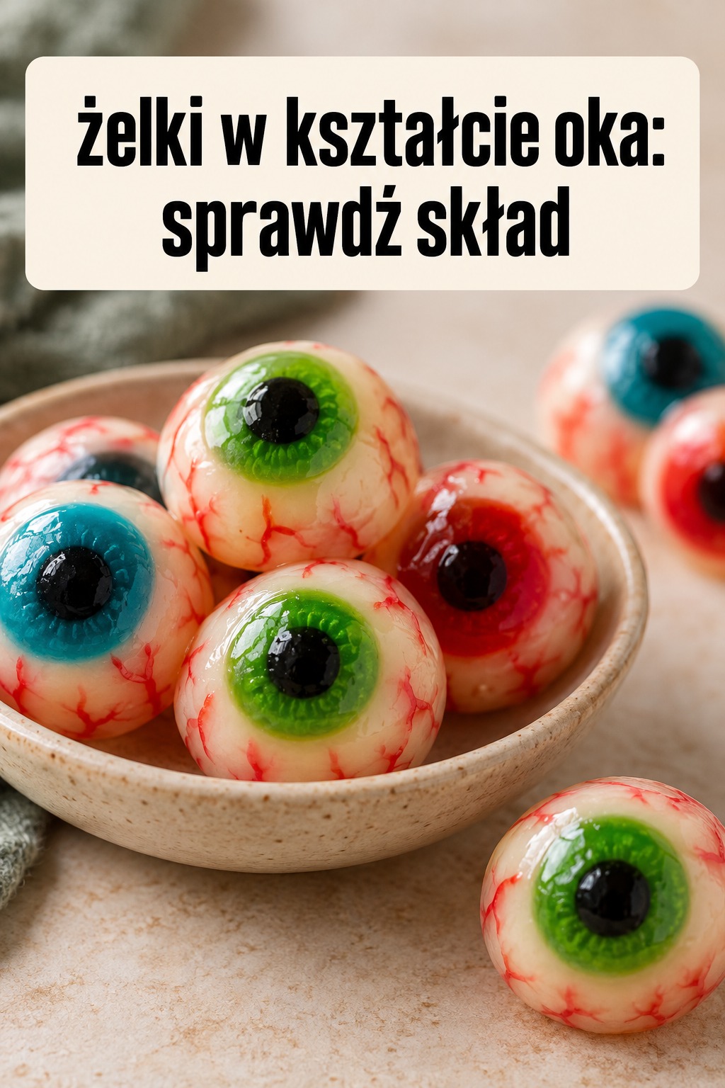 Żelki w kształcie oka i informacje o składzie