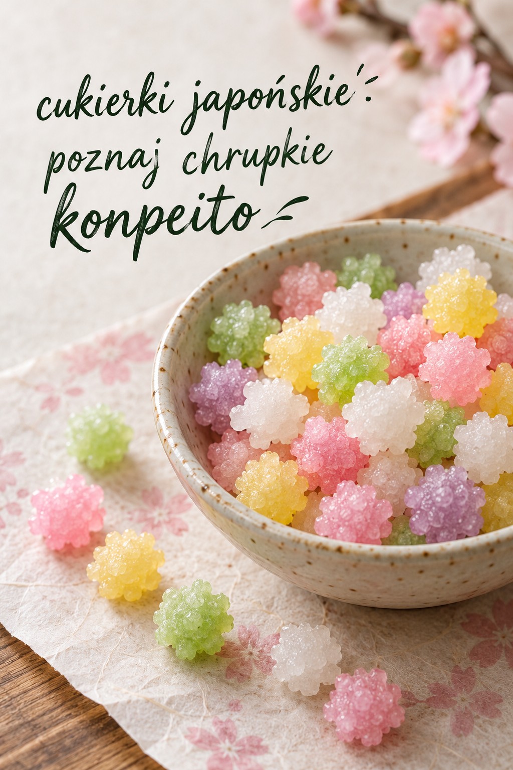 Cukierki japońskie Konpeito Cukierki japońskie Konpeito w pastelowych kolorach
