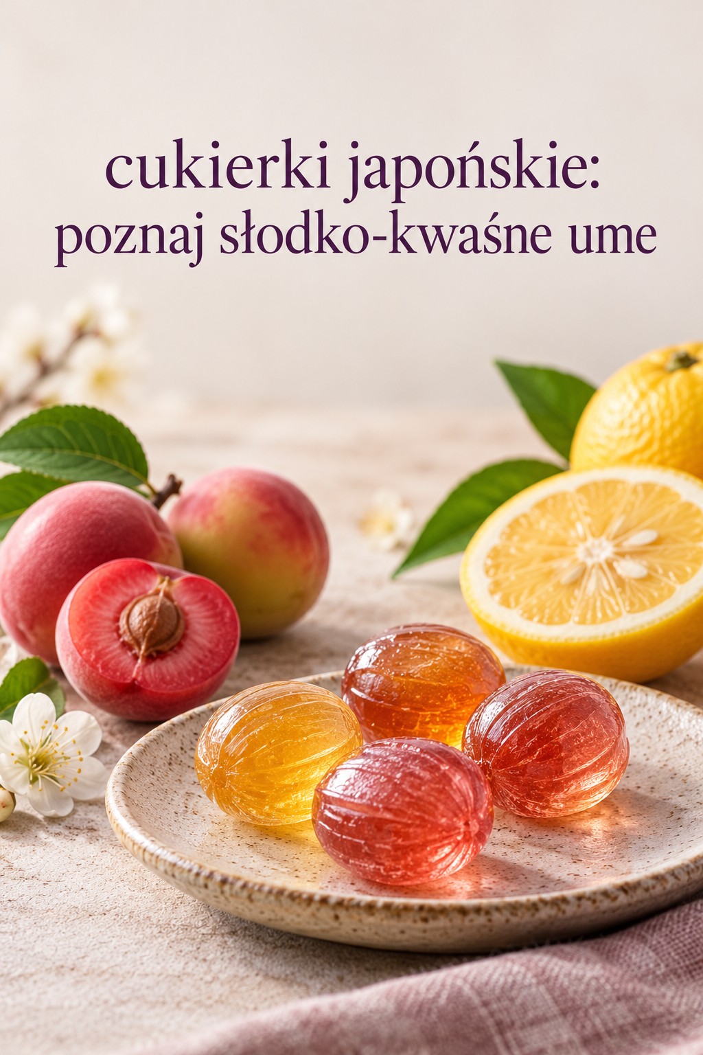 Cukierki japońskie o smaku ume Cukierki japońskie owocowe o profilu ume i cytrusów