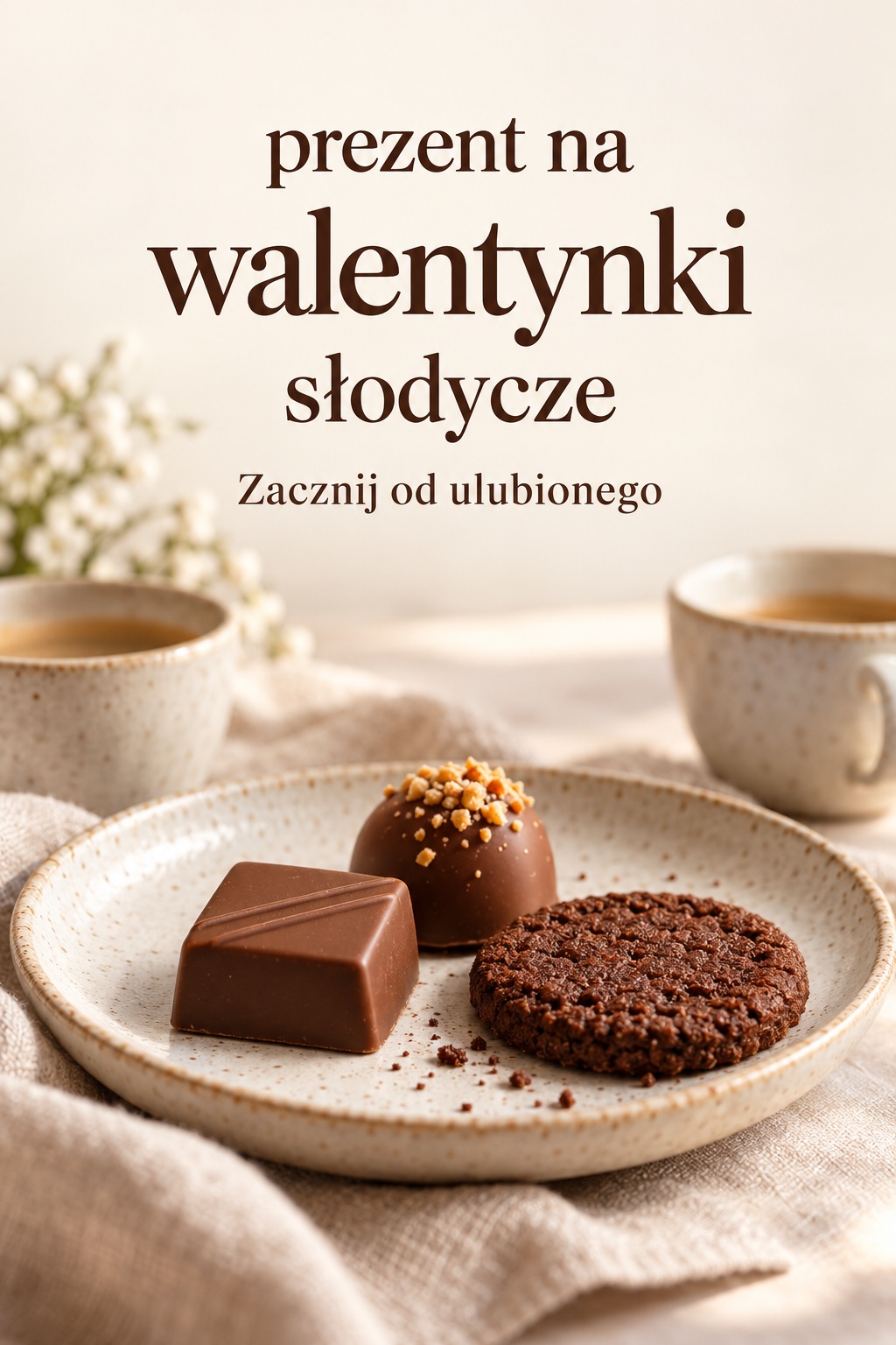 prezent na walentynki słodycze: degustacja czekolady, praliny i ciastka