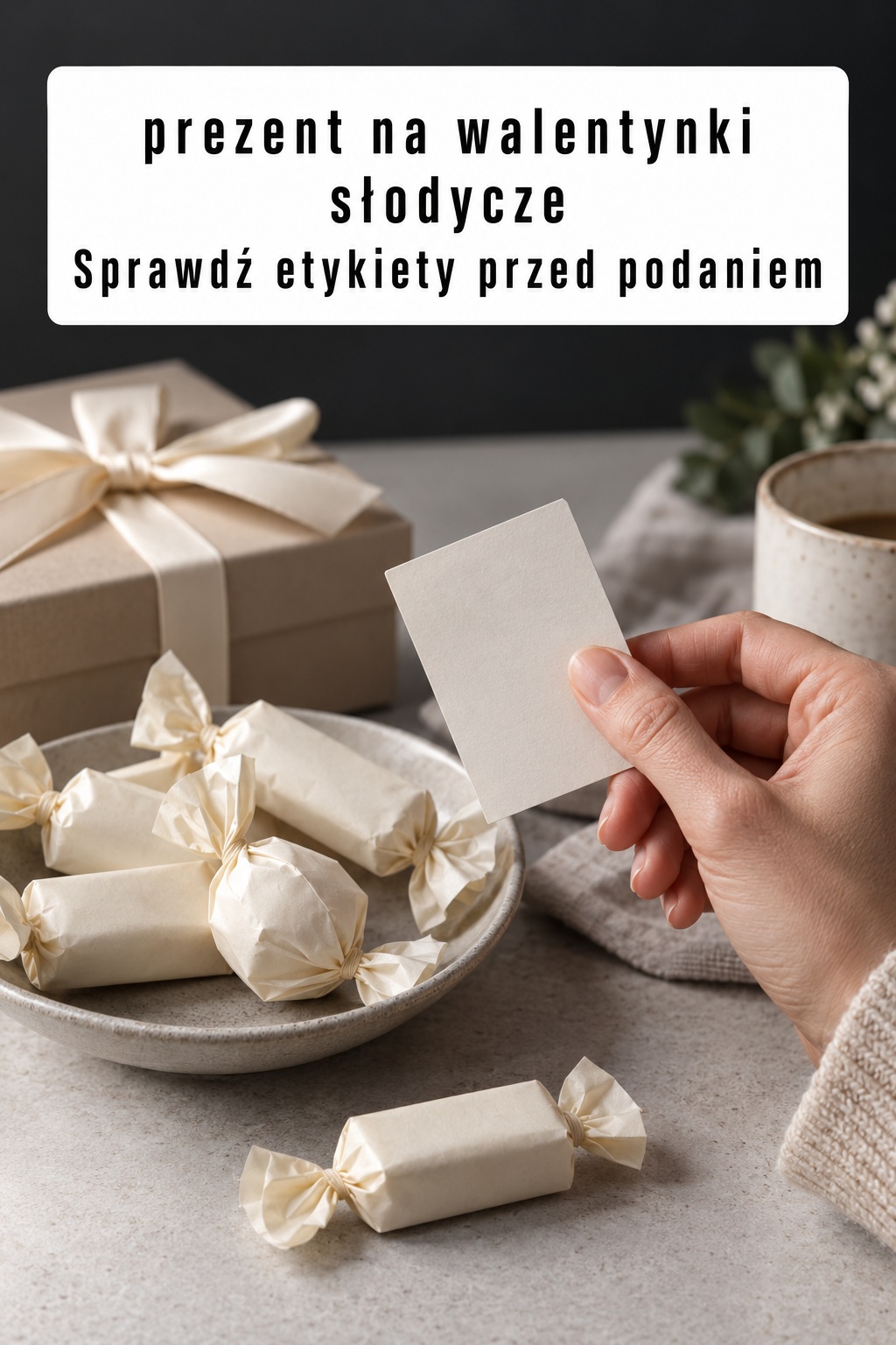 prezent na walentynki słodycze: sprawdzanie etykiety przed podaniem